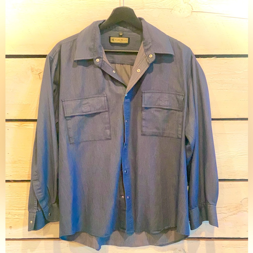 SCALA MILANO | Vintage Dark Denim Colour Snap Button Shirt